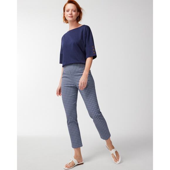 Chicos Josie Slim Ankle Perfect stretch Blue Diamond Classic Crop Pants 00 2 new - Picture 2 of 14